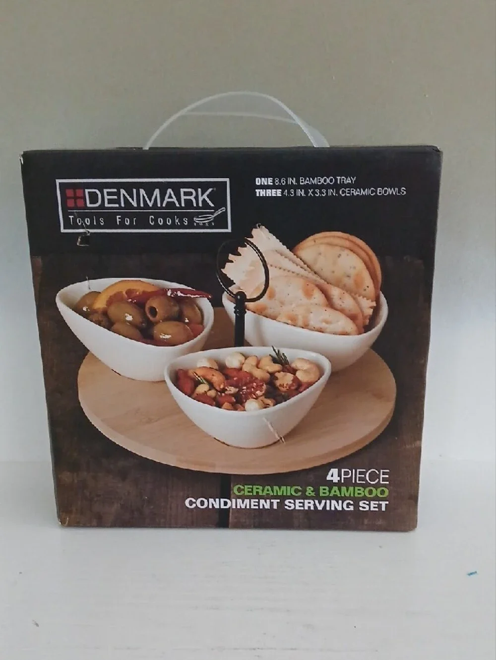 Ceramic & Bamboo 4-Piece Condiment Serving Set